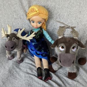 Disney's Frozen Plush Lot,  15" Anna, 10" Ty Sparkle Sven & 8" Sven